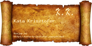 Kata Krisztofer névjegykártya